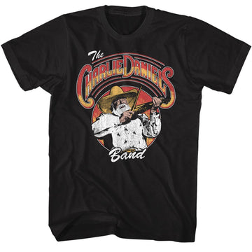 Charlie Daniels Band-Cdb Logo And Fiddlin-Black Adult S/S T-Shirt - Black