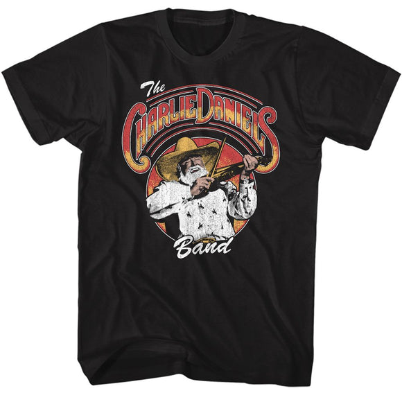 Charlie Daniels Band-Cdb Logo And Fiddlin-Black Adult S/S T-Shirt - Black