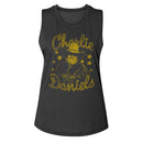 Charlie Daniels Band-Cdb And Stars-Charcoal Ladies Muscle Tank-S - Charcoal