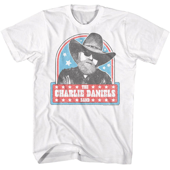 Charlie Daniels Band-Cdb Vintage Stars-White Adult S/S T-Shirt - White