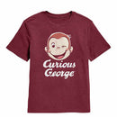 Curious George Wink Vintage Burgundy Youth T-Shirt