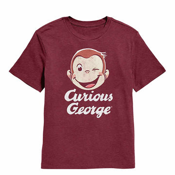 Curious George Wink Vintage Burgundy Youth T-Shirt