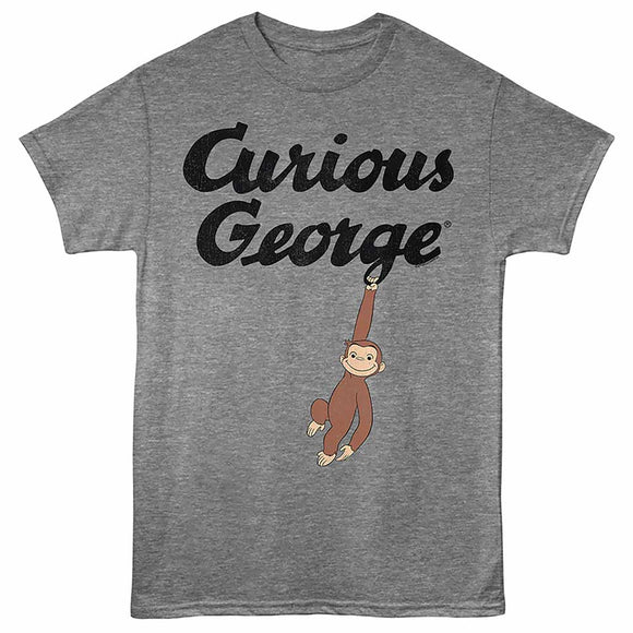 Curious George Climb Graphite Heather Adult T-Shirt