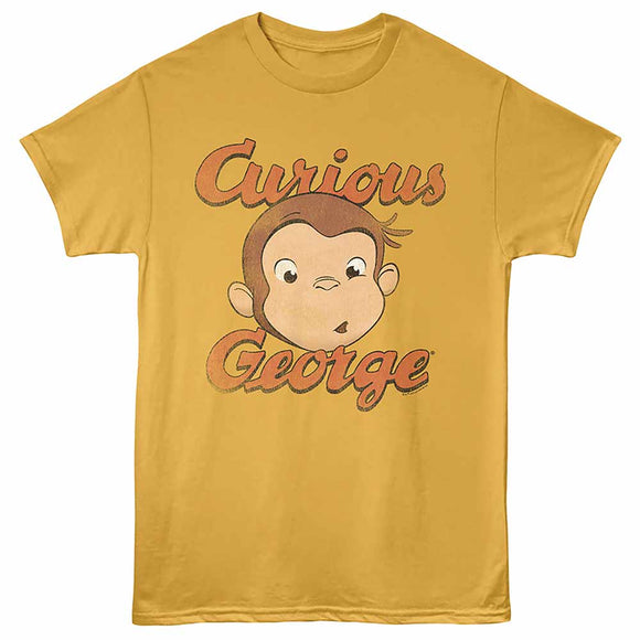Curious George Face And Logo Ginger Adult T-Shirt