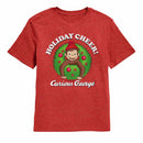 Curious George Winter Cheers Red Heather Youth T-Shirt
