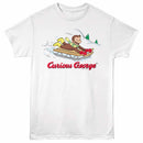 Curious George Sled White Adult T-Shirt