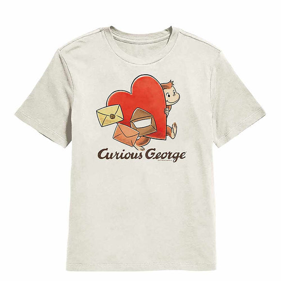 Curious George Valentines Mail Natural Youth T-Shirt