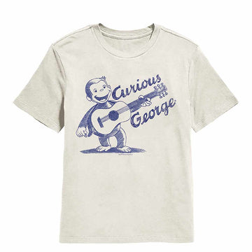 Curious George With Guitar Natural Youth T-Shirt