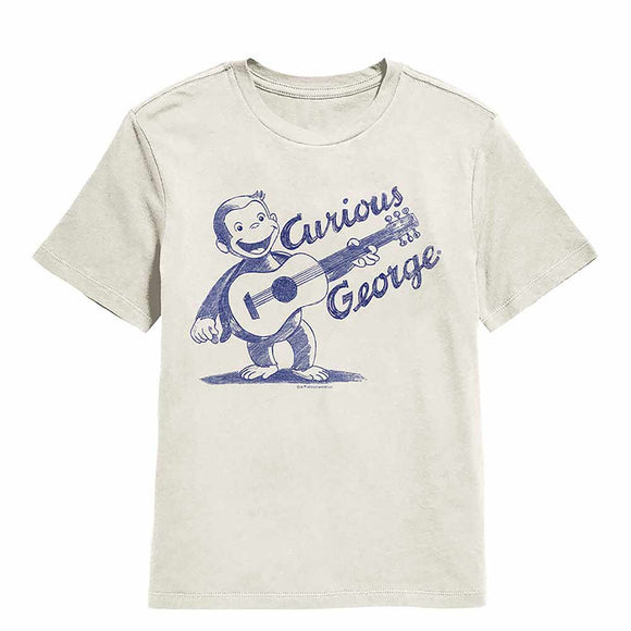 Curious George With Guitar Natural Youth T-Shirt