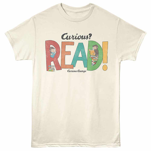 Curious George Reads Natural Adult T-Shirt