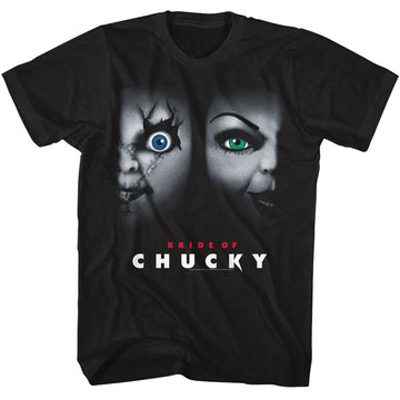 Chucky-Chucky Bride Of Poster-Black Adult S/S T-Shirt - Black