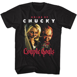 Chucky-Chucky Couple Goals-Black Adult S/S T-Shirt - Black