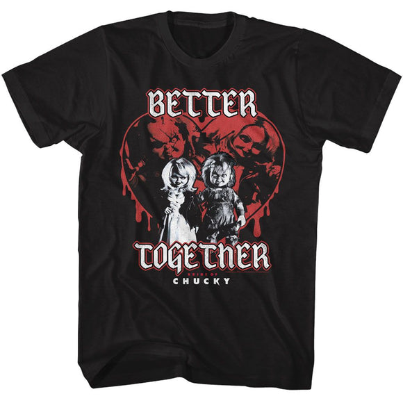 Chucky-Chucky Better Together-Black Adult S/S T-Shirt - Black