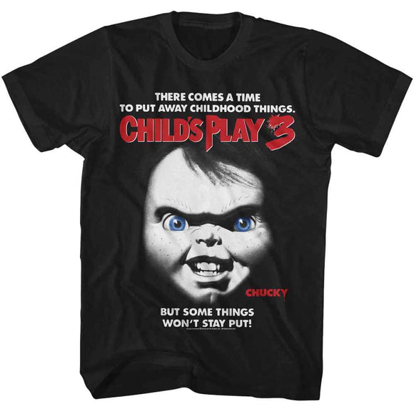 Chucky-Chucky Childs Play 3 Poster-Black Adult S/S T-Shirt - Black