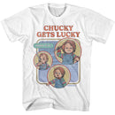 Chucky-Chucky Gets Lucky-White Adult S/S T-Shirt - White