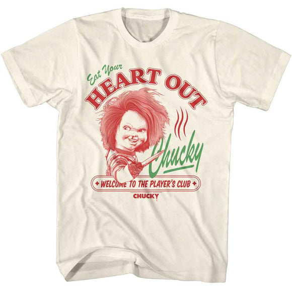 Chucky-Chucky Eat Your Heart Out-Natural Adult S/S T-Shirt - Natural