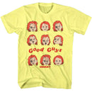 Chucky-Chucky Good Guys Faces-Yellow Heather Adult S/S T-Shirt - Yellow Heather