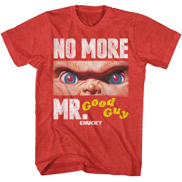 Chucky-Chucky No More Mr Good Guy-Red Heather Adult S/S T-Shirt - Red Heather
