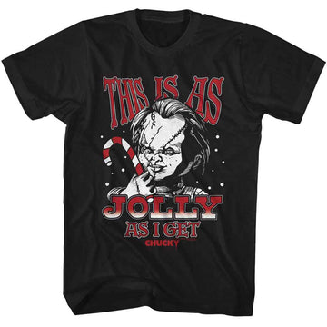 Chucky-Chucky This Is As Jolly-Black Adult S/S T-Shirt - Black