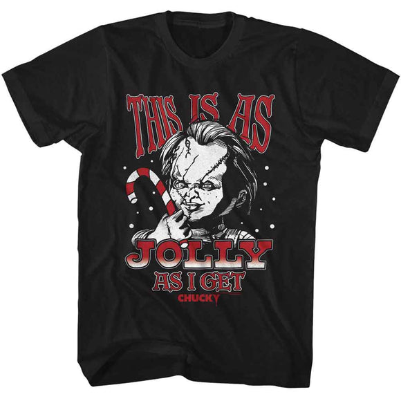 Chucky-Chucky This Is As Jolly-Black Adult S/S T-Shirt - Black