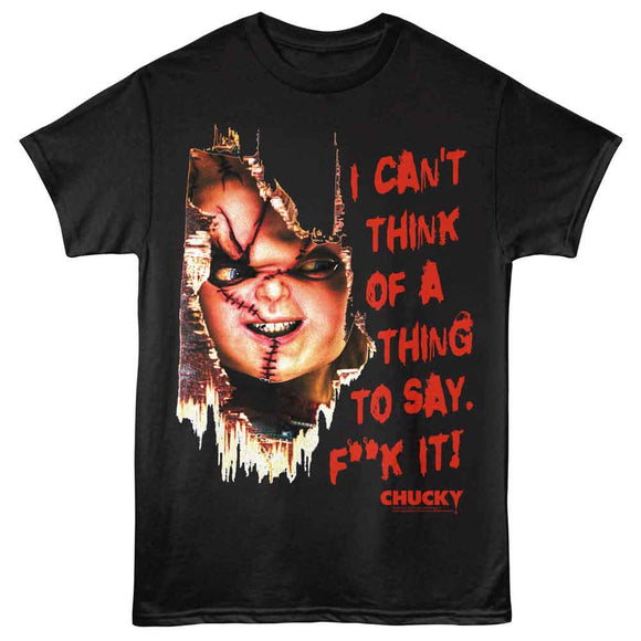 Chucky-Chucky Cant Think Of A Thing-Black Adult S/S T-Shirt - Black