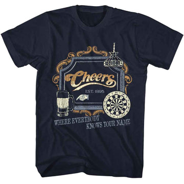Cheers-Cheers Sign-Navy Adult S/S T-Shirt - Navy