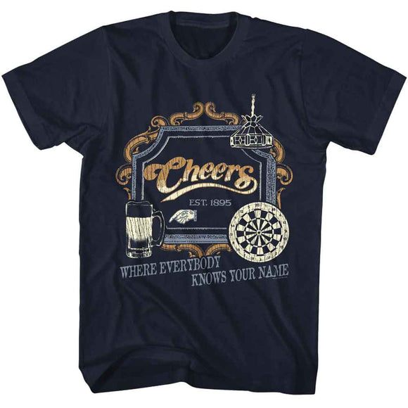 Cheers-Cheers Sign-Navy Adult S/S T-Shirt - Navy