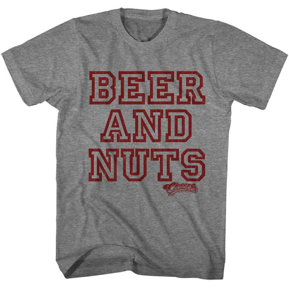 Cheers-Cheers Beer And Nuts-Graphite Heather Adult S/S T-Shirt - Graphite Heather