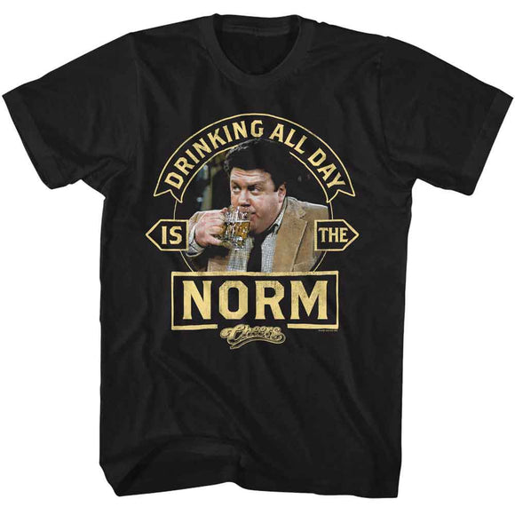 Cheers-Cheers Drinking Is The Norm-Black Adult S/S T-Shirt - Black