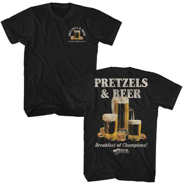 Cheers-Cheers Pretzels And Beer F B-Black Adult S/S T-Shirt ***F&B***-S - Black