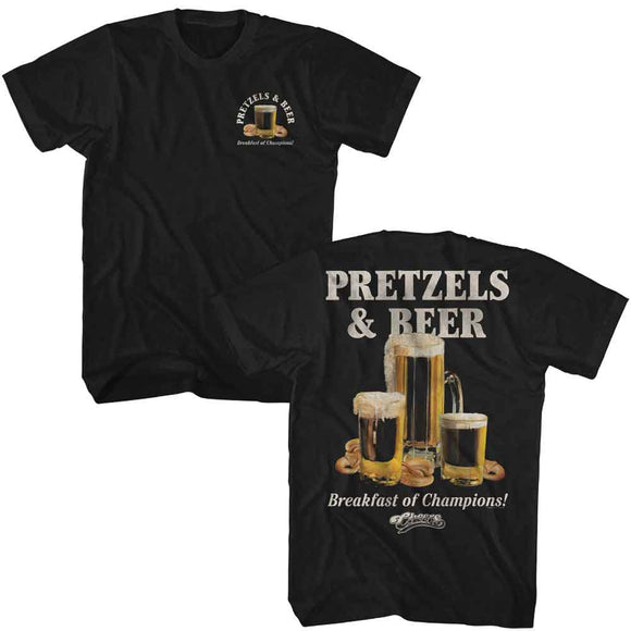 Cheers-Cheers Pretzels And Beer F B-Black Adult S/S T-Shirt ***F&B***-S - Black