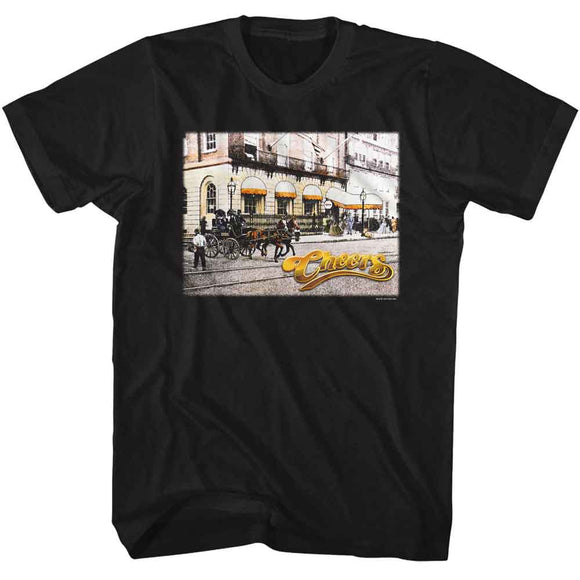 Cheers-Cheers Street View-Black Adult S/S T-Shirt - Black