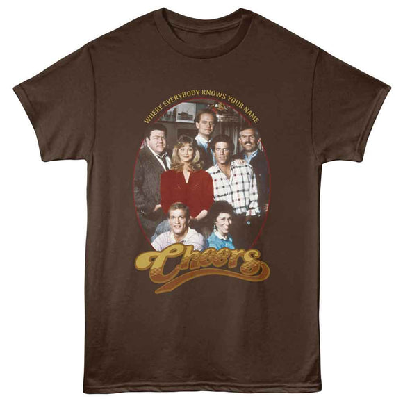 Cheers-Cheers Group Shot-Dark Chocolate Adult S/S T-Shirt - Dark Chocolate