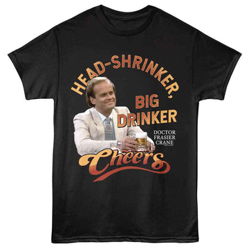 Cheers-Cheers Head Shrinker-Black Adult S/S T-Shirt - Black