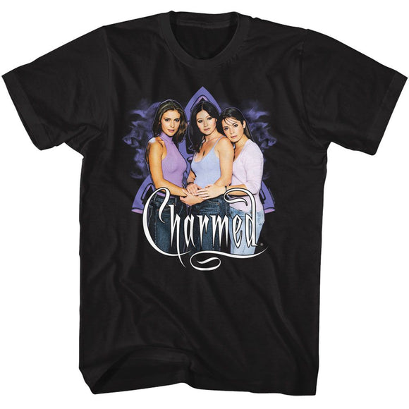 Charmed-Charmed Sisters-Black Adult S/S T-Shirt - Black