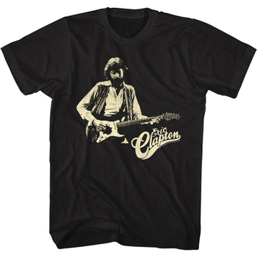 Eric Clapton-Clapton W Guitar-Black Adult S/S T-Shirt - Black
