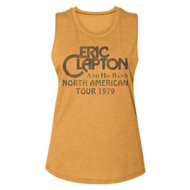 Eric Clapton-N American 79-Antique Gold Ladies Muscle Tank-S - Antique Gold