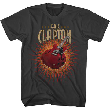 Eric Clapton-Guitar Flames-Smoke Adult S/S T-Shirt - Smoke