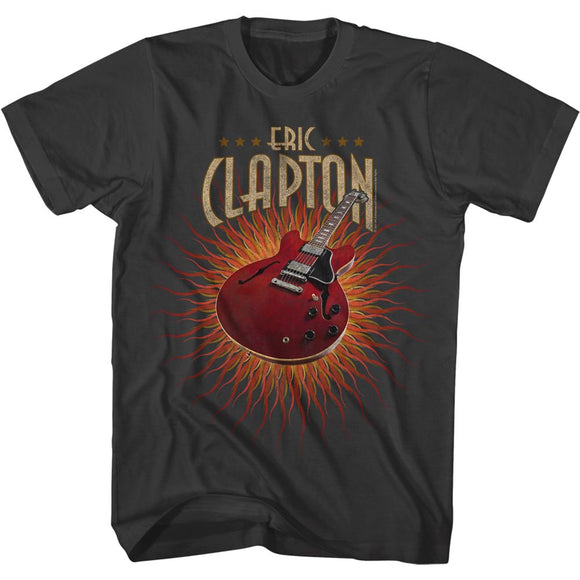 Eric Clapton-Guitar Flames-Smoke Adult S/S T-Shirt - Smoke