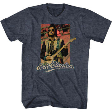 Eric Clapton-Eric Sunglasses-Navy Heather Adult S/S T-Shirt - Navy Heather