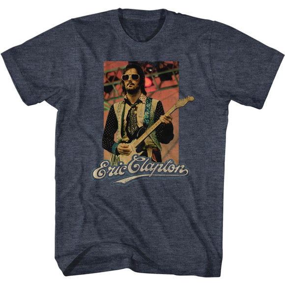 Eric Clapton-Eric Sunglasses-Navy Heather Adult S/S T-Shirt - Navy Heather
