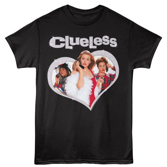 Clueless-Clueless Diamond Heart-Black Adult S/S T-Shirt - Black