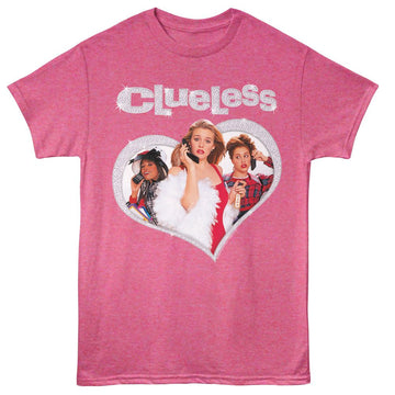 Clueless-Clueless Diamond Heart-Retro Pink Heather Adult S/S T-Shirt - Retro Pink Heather
