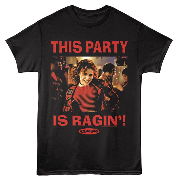 Clueless-Clueless Party Is Ragin-Black Adult S/S T-Shirt - Black