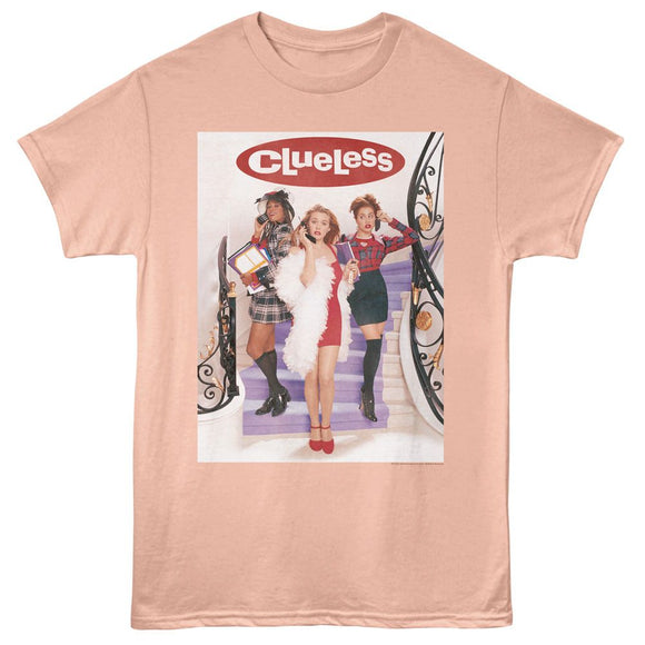 Clueless-Clueless Staircase Poster W Logo-Peach Adult S/S T-Shirt - Peach