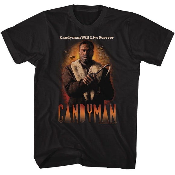 Candyman-Candyman Bees And Honeycomb-Black Adult S/S T-Shirt - Black