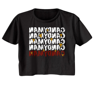Candyman-Candyman Mirror Repeat-Black Ladies S/S Festival Cali Crop-S - Black