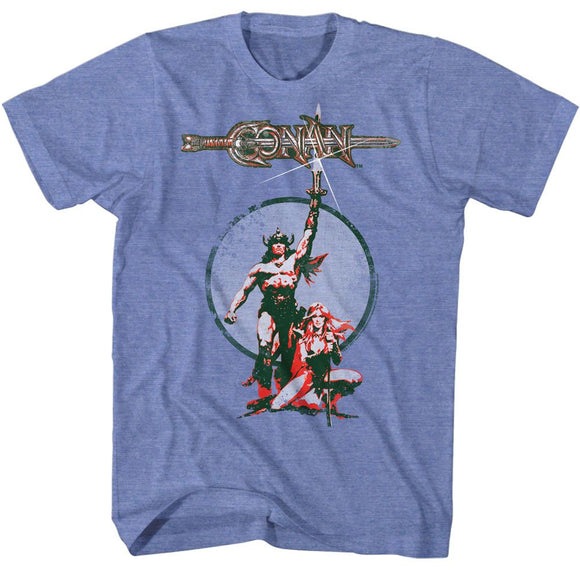 Conan-Movie Poster-Light Blue Heather Adult S/S T-Shirt - Light Blue Heather