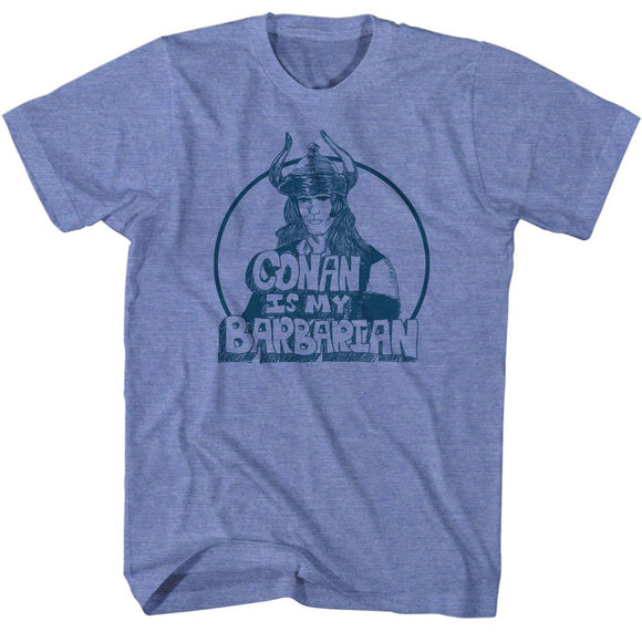 Conan-My Barbarian-Light Blue Heather Adult S/S T-Shirt - Light Blue Heather