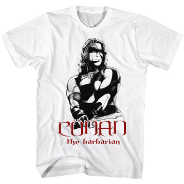 Conan-Conan Black And Red-White Adult S/S T-Shirt - White